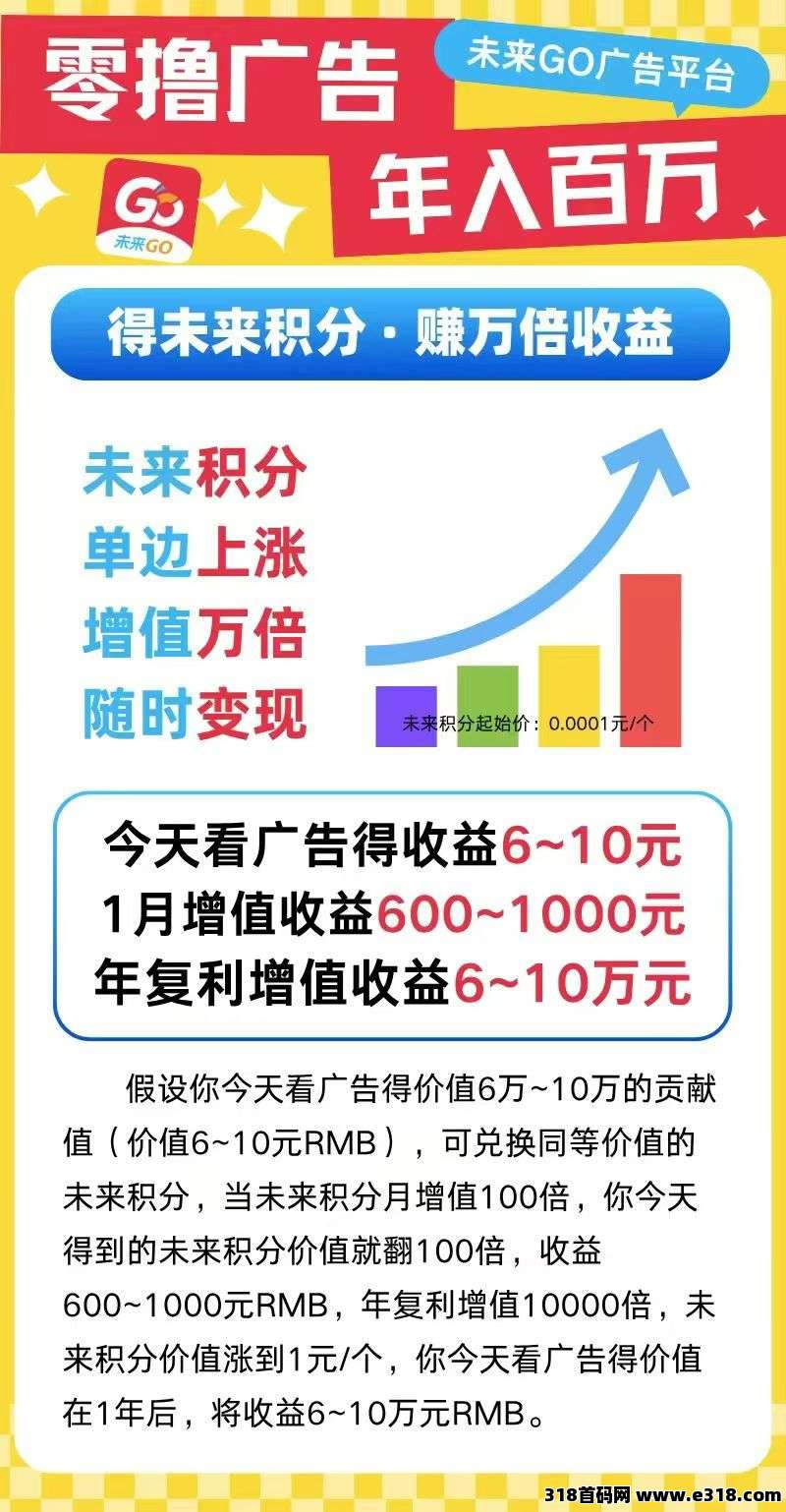 未来go，零撸看广告不养机保底收益-壹度创客网